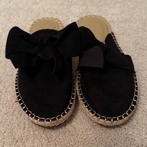 LOFT Black Bow Espadrille Slides